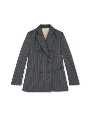 Fortela Brandy Classic Double-Breasted Pinstripe Jacket - Gray