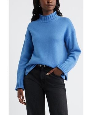 Caslon Roll Neck Striped Sweater - Blue