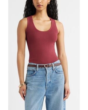 Open Edit Scoop Neck Sweater Tank - Red