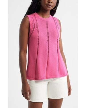 Caslon Open Stitch Sleeveless Sweater - Pink