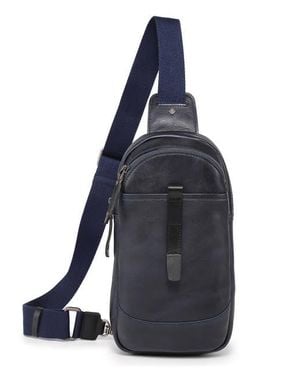 Old Trend Fern Genuine Leather Compact Crossbody Sling Bag - Blue