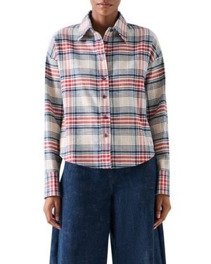 Akris Punto Plaid Brushed Cotton Flannel Shirt - Blue
