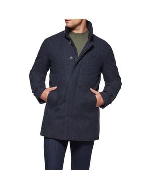 Norwegian Wool Down Filled Wool Cashmere Herringbone Car Coat in Blue for Men Lyst