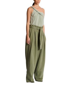 Balmain Twill High-Waisted Pants - Green