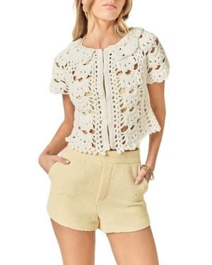 English Factory Crochet Crop Cardigan - Natural
