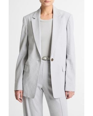 Vince One-Button Cotton & Modal Blazer - Gray