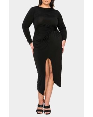 L I V D Estelle Ruched Body-Con Midi Dress - Black