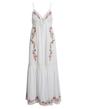 Treasure & Bond Floral Lace Trim Babydoll Maxi Dress - White