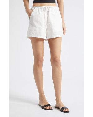 Leset Kyoto Patch Pocket Cotton Drawstring Shorts - White