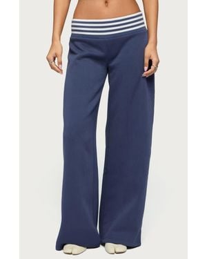 Edikted Eloura Stripe Waist Low Rise Sweatpants - Blue