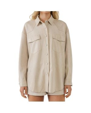 Endless Rose Free The Roses Faux Suede Shacket - Natural