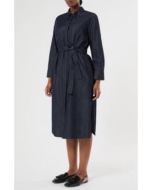 Marina Rinaldi Long Sleeve Cotton Shirtdress - Blue