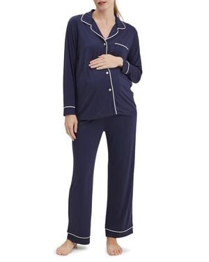 Nom Maternity Heart On My Sleeve Maternity Pajama Set - Black