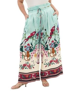City Chic Athena Mixed Print Wide Leg Pants - Multicolor