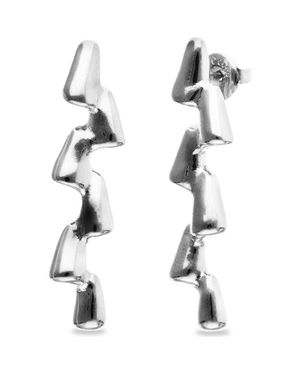 Uno De 50 Long Earrings Plated - White
