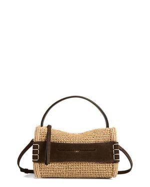 JW Anderson Small Loafer Raffia & Suede Handbag - Brown