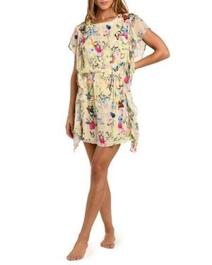 L'Agence Alia Garden Butterflies Chiffon Cover-Up Tunic - Multicolor