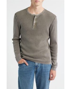 Schott Nyc Stonewash Cotton Henley Sweater - Gray