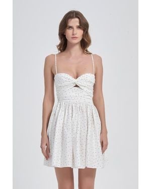 NUAJE NUAJE Reverie Twist Front Ruched Cotton Mini Dress - White