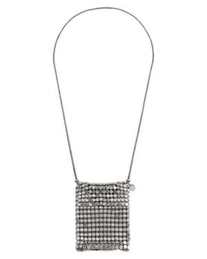 AllSaints Chainmail Bag Long Pendant Necklace - White