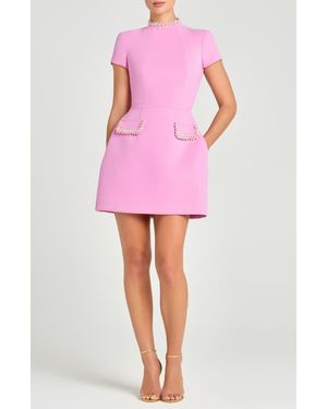 Nadine Merabi Simone Embellished Funnel Neck Minidress - Pink