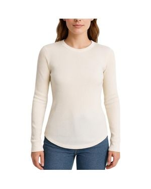 Watson's Waffle Long Sleeve Thermal Crew - White