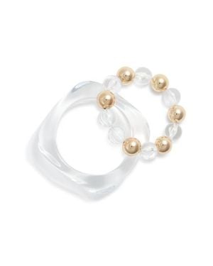 Open Edit Set Of 2 Bangle And Beaded Bracelets - White