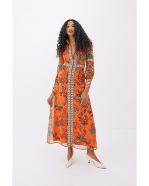 Raishma Floral Dress - Orange