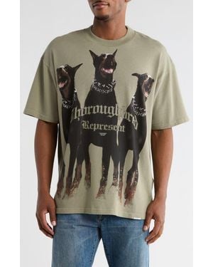 Represent Thoroughbred Oversize Cotton Graphic T-Shirt - Green