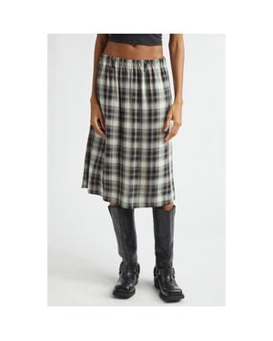 Acne Studios Izetta Check Midi Skirt - Gray