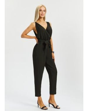 Betabrand Drift Jumpsuit Linenette - Black