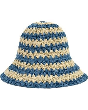 Lost Pattern Linea Packable Straw Hat - Blue