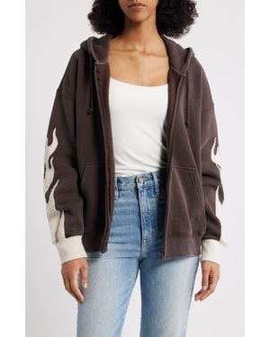 PacSun Flame Zip-Up Hoodie - Brown