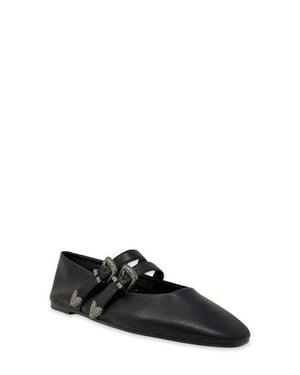 Shu Shop Albany Faux Leather Flat - Black