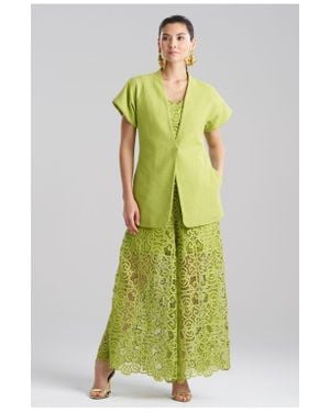 Natori Basketweave Short Sleeve Kimona Blazer - Green