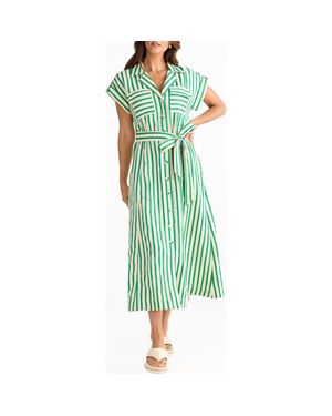 Brave+True Portia Stripe Maxi Shirtdress - Green