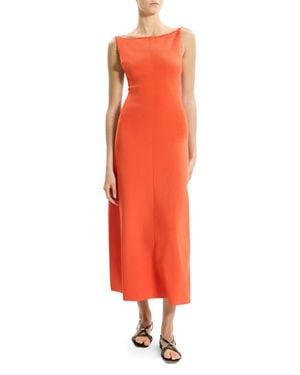 Theory Embroidered Detail Midi Dress - Orange