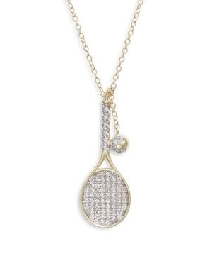 Meira T Diamond Tennis Racket Pendant Necklace - White