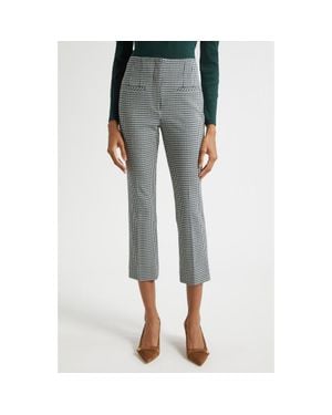 Veronica Beard Kean Houndstooth Check Crop Pants - Gray