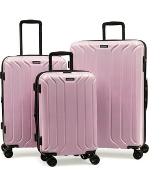 NONSTOP New York Elite Lightweight Expandable 3 Piece Spinner Luggage Set +3 Packing Cubes - Pink