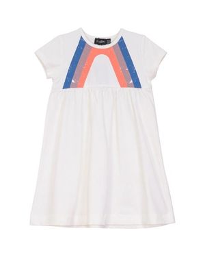 Puddles Multi Stripe Elastic Waist Dress - White