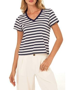 Threads For Thought Maxine Stripe V-Neck T-Shirt - Blue
