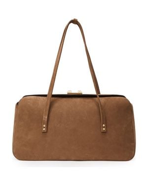 Reiss Anika Leather Bowling Bag - Brown