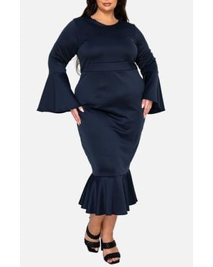 L I V D Sabrina Long Sleeve Mermaid Dress - Blue
