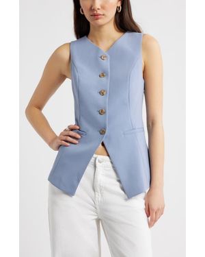 Open Edit Icon Twill Waistcoat - Blue