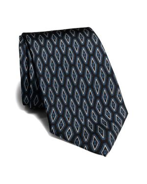 Jack Victor Washington Geometric Print Silk Tie - Black