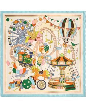 Lost Pattern Pop Pony Silk Twill Bandana Scarf - Yellow