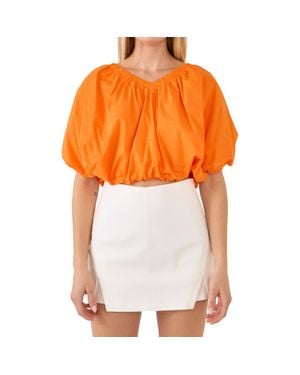 Endless Rose Puff Crop Blouse - Orange
