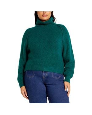 City Chic Demi Turtleneck Sweater - Green