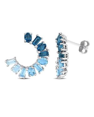 Julianna B Curved Earrings Sterling - Blue